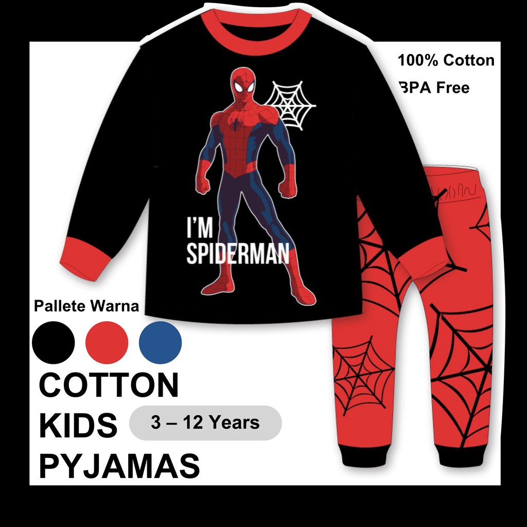 3-10Y AVENGERS IRONMAN LONG SLEEVE PANT BOY PYJAMAS ชุด/PAJAMAS ซูเปอร์ฮีโร่เด็ก spiderman กัปตันอเม