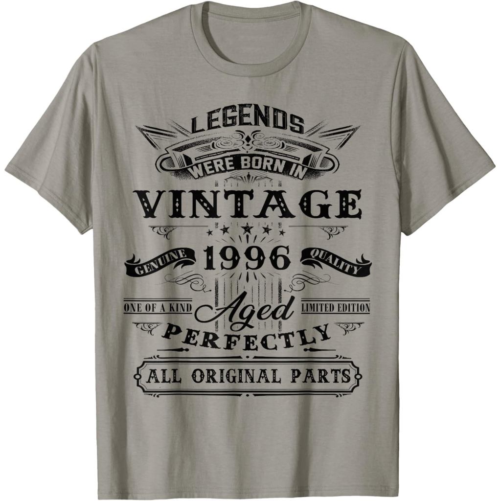 เสื้อยืดผ้าฝ้ายผู้ชาย 29th Birthday สําหรับ Legends Born 1996 29 Yrs Old Vintage เสื้อยืด