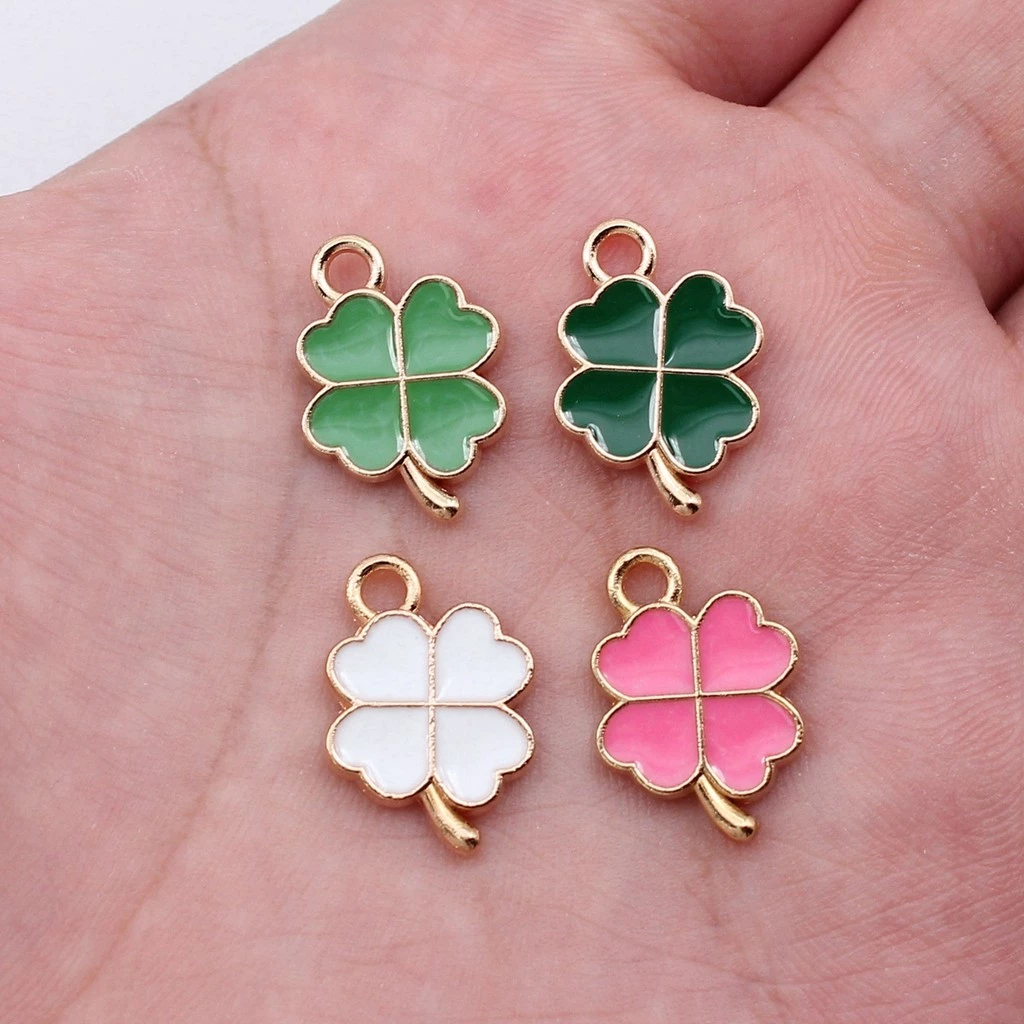 WYSIWYG 10 ชิ้น 18x12 มิลลิเมตร 4 สี Four Leaf Clover Charms จี้สําหรับเครื่องประดับ DIY ทําเครื่องประดับทําด้วยมือหัตถกรรมผลการค้นหา