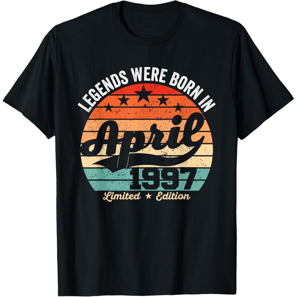 เสื้อยืดผ้าฝ้ายผู้ชาย Vintage 29th Birthday Legends ได้รับการเกิดในเดือนเมษายน 1997 เสื้อยืด