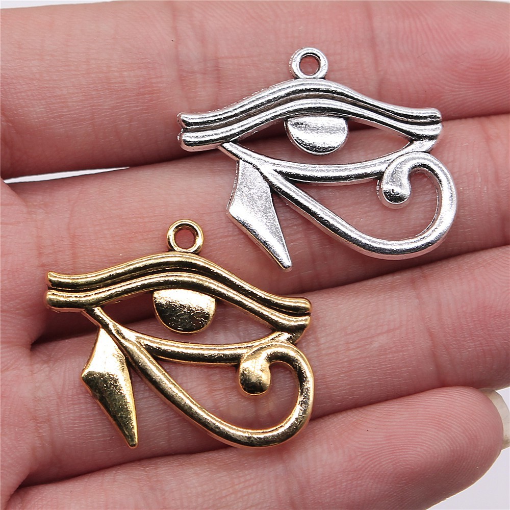 WYSIWYG 5pcs Charms อียิปต์โบราณ Eye Of Horus 33x27 มม.โบราณเงินสีจี้ทํา DIY Handmade Finding เครื่องประดับ