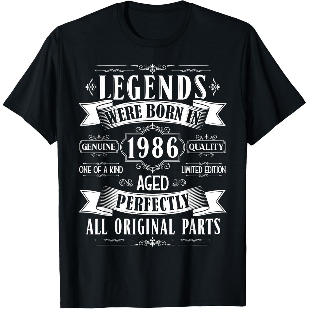เสื้อยืดผ้าฝ้ายผู้ชาย Legends Born In 1986 40th Birthday 40 Years Old Bday Men T-Shirt