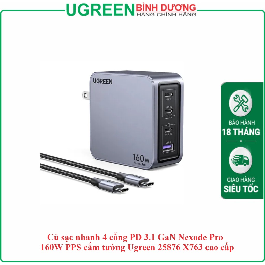 Nexode Type-C Fast Charger และ USB 160W Ugreen (25876 1 อัน)
