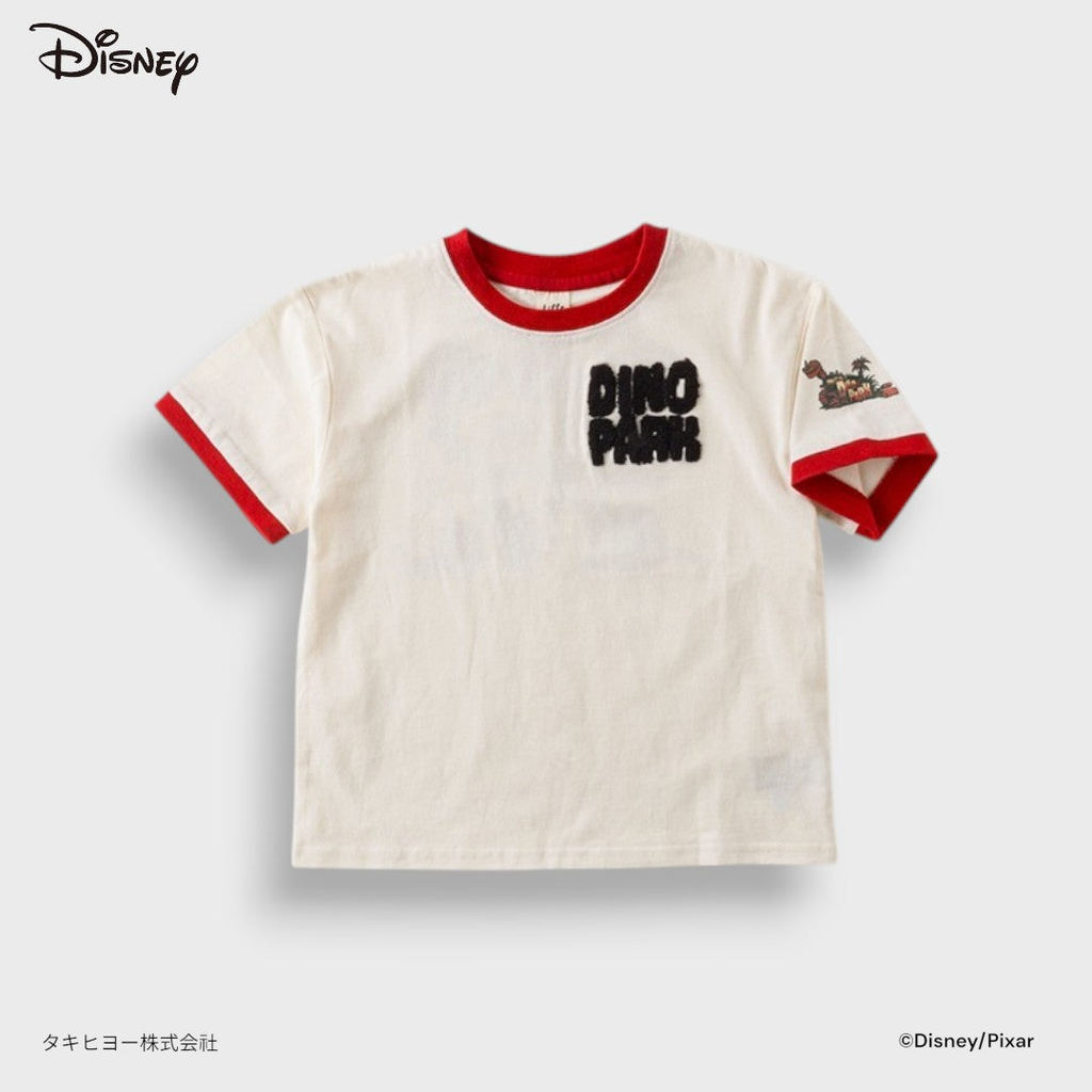 Kids (Size 110-130) Disney Pixar Cars เสื้อยืดเด็ก Dino Park Adventure ไลท์นิ่ง แมคควีนบุกสวนไดโนเสาร์