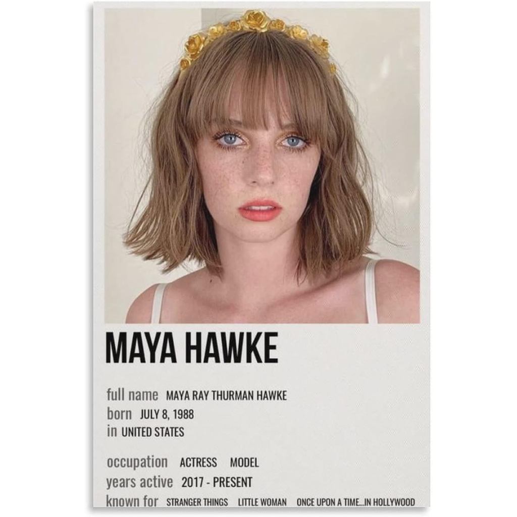 DODHRUBEWKL Maya Hawke ผ้าใบโปสเตอร์ Wall Art Decor พิมพ์ภาพภาพวาดสําหรับห้องนั่งเล่นตกแต่งห้องนอน U