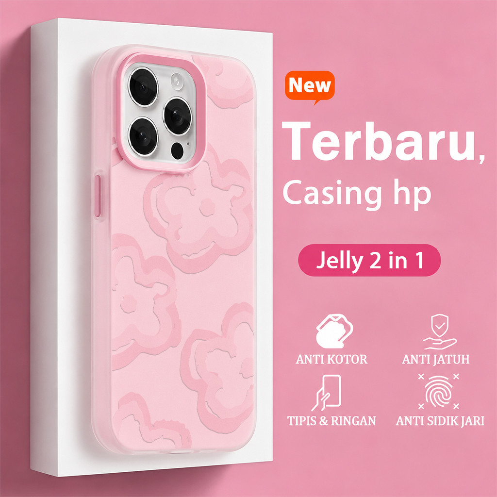 Flower Doodle Jelly 2 In 1 Casing Vivo Y05e Y500 Z11 T5 Z11X V70 Fe Y400 Y21D Y05 V60 Lite Y29 5G Z1