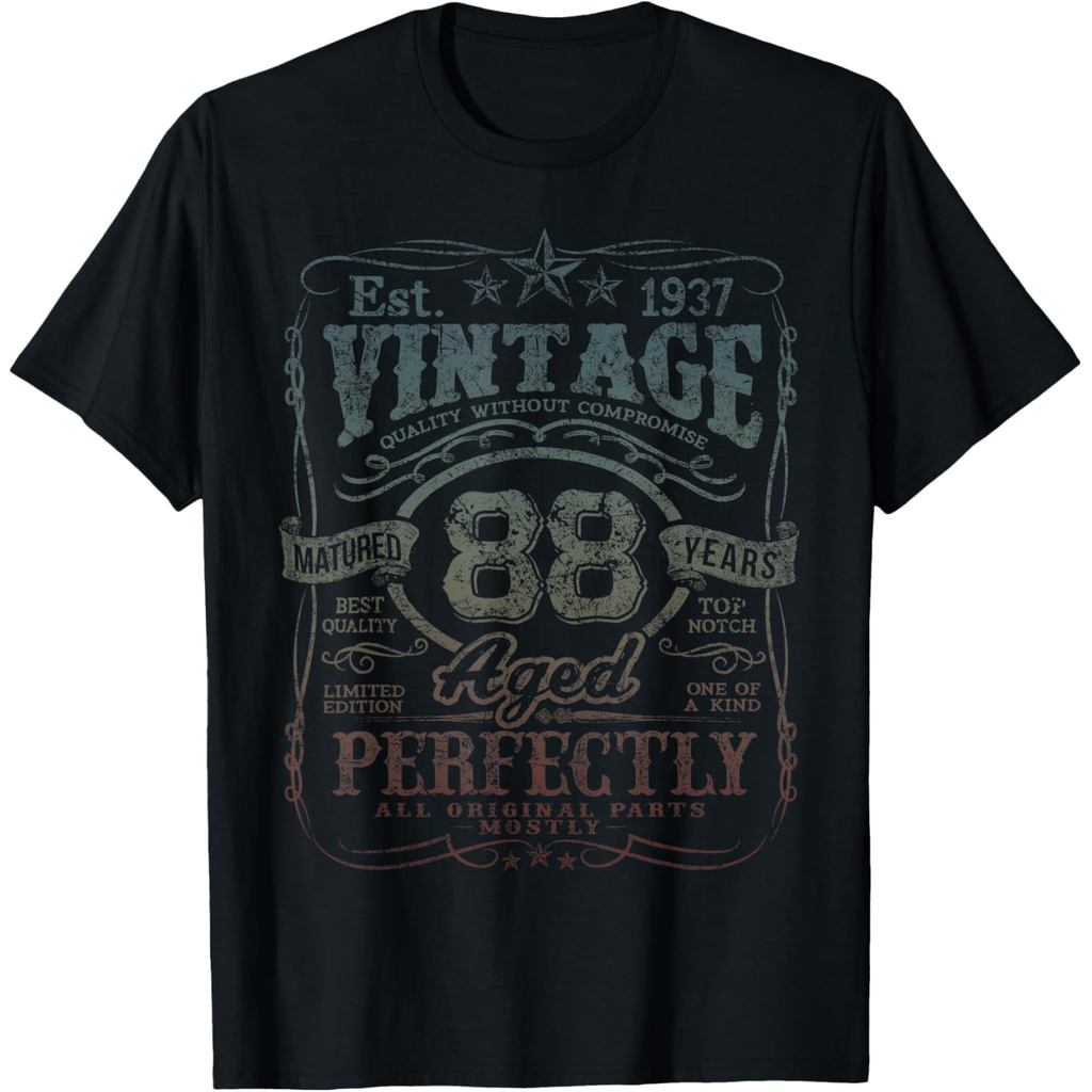 เสื้อยืดผ้าฝ้ายผู้ชาย Vintage 1937 Limited Edition เสื้อ 88 ปี 88th Birthday T-Shirt
