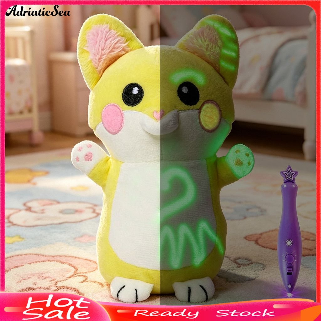 [COD] เรืองแสงใน Dark ตุ๊กตาสัตว์ของเล่นพร้อมปากกาไฟ, Luminous Fox Rabbit Bear Penguin Plush Doll, DIY