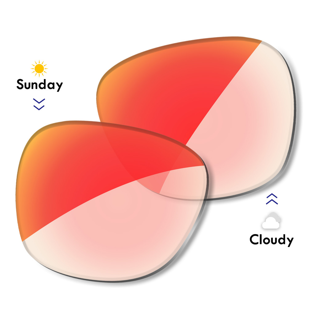 AUTO Clear to Red-Photochromic เลนส์สําหรับ Wayfarer RW4006 RW4012 50 มม.แว่นตาอัจฉริยะ