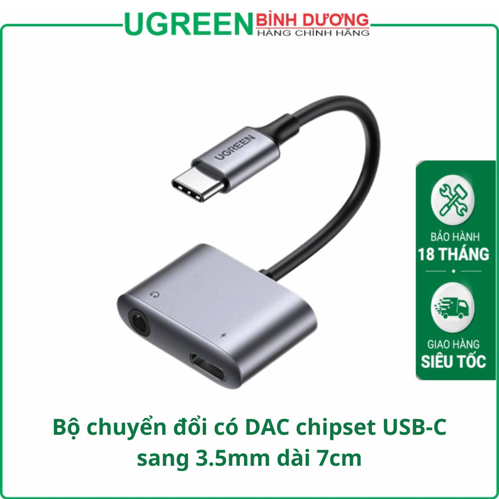 Ugreen 60164 CM231 สายแปลง USB C เป็น 3.5 มม. (ชิป DAC + เครื่องชาร์จ USB C PD 30W)