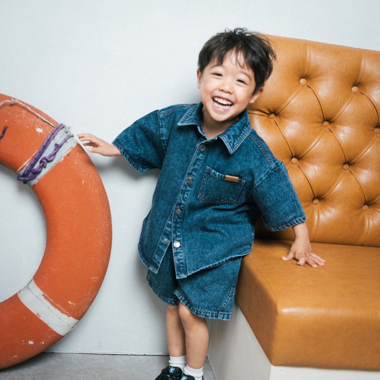 Kids (Size 100-120) เสื้อเชิ้ตยีนส์แขนสั้นเด็ก My Little Wonder – ลุคเท่ตัวจิ๋ว แมตช์เมื่อไหร่ก็หล่อทุกช็อต!