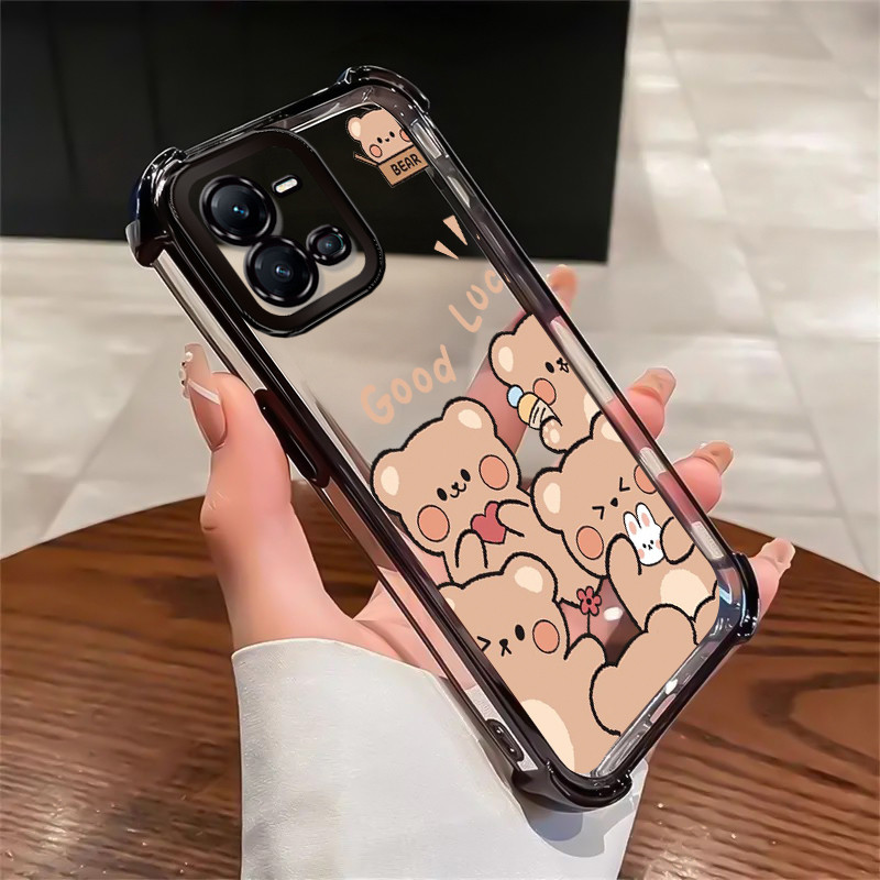 เคสสำหรับ VIVO V25 5G V25 Pro 5G V25E X80 Lite 5G เคสโทรศัพท์หมีกระต่ายโปร่งใสซอฟต์เชลล์ปกป้องกันกระ