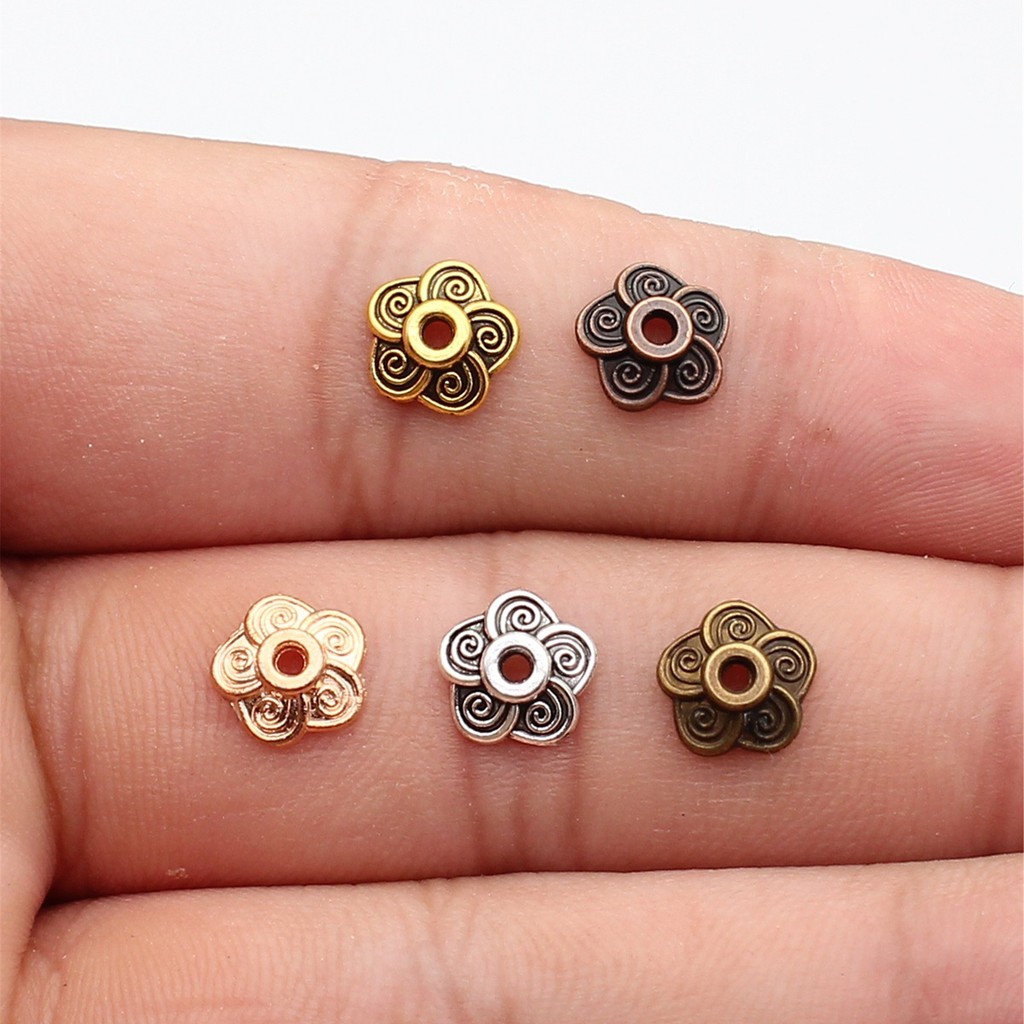 WYSIWYG 100pcs 5 สี 8x8 มม.ดอกไม้ลูกปัดหมวกดอกไม้ Torus DIY Spaced Apart เครื่องประดับค้นหาอุปกรณ์เส