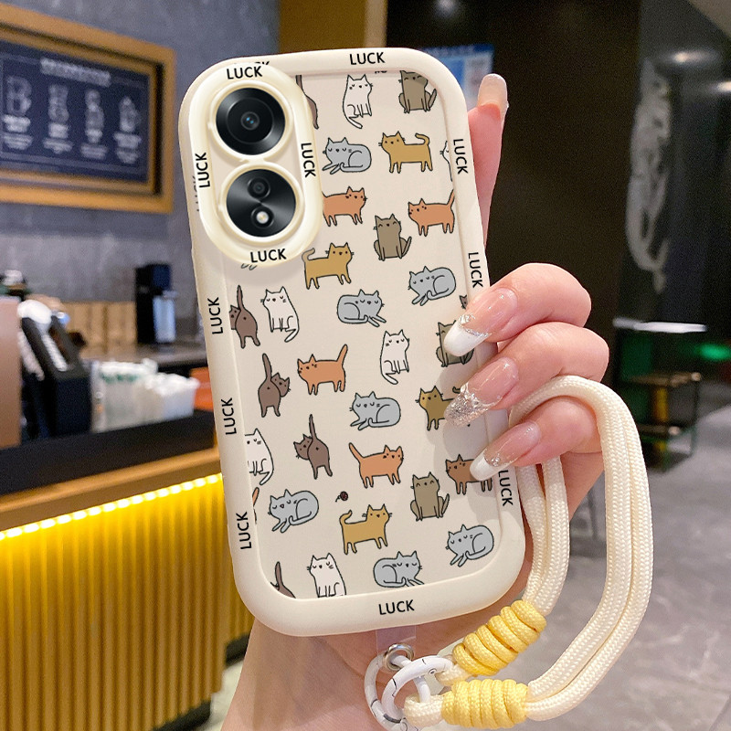 เคสสำหรับ OPPO A58 4G A58 5G A58X 5G A78 5G A1X 5G A2X 5G เคสโทรศัพท์แมวน่ารักซิลิโคนสายคล้องซอฟต์เชลล์กันกระแทก