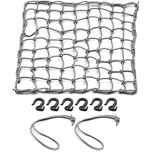 Daytona Motorcycle Touring Net L size 400 x 400mm with 6 hooks, & Hooks Storage Pouch, Gray Camoufla
