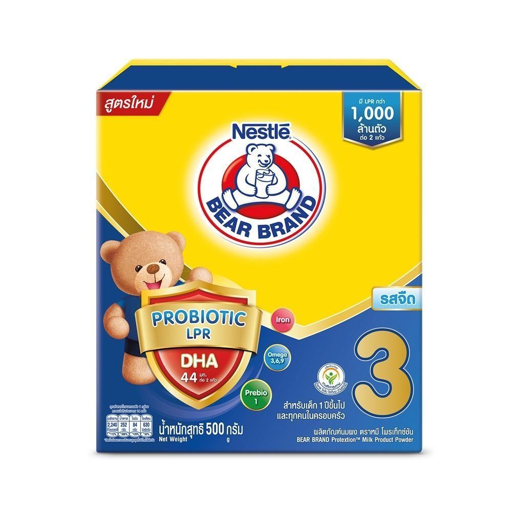 [สินค้าส่งด่วน] ตราหมีนมผงโพรเท็กซ์ชัน สูตร3 จืด 500กรัม
