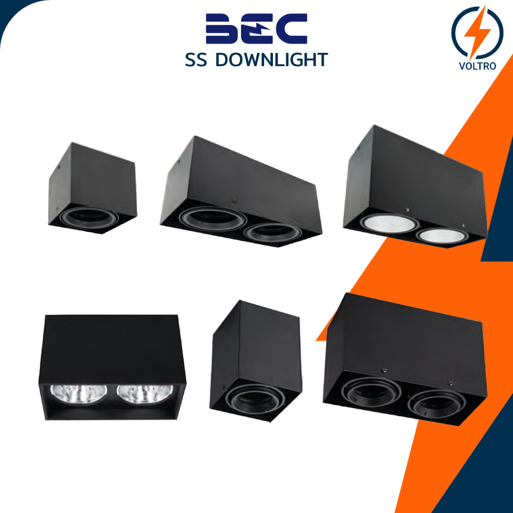 BEC โคมดาวน์ไลท์ติดลอย รุ่น SS ทรงสี่เหลี่ยม สีดำ 1ช่อง 2ช่อง ขั้ว GU10 GU5.3 E27 ของแท้