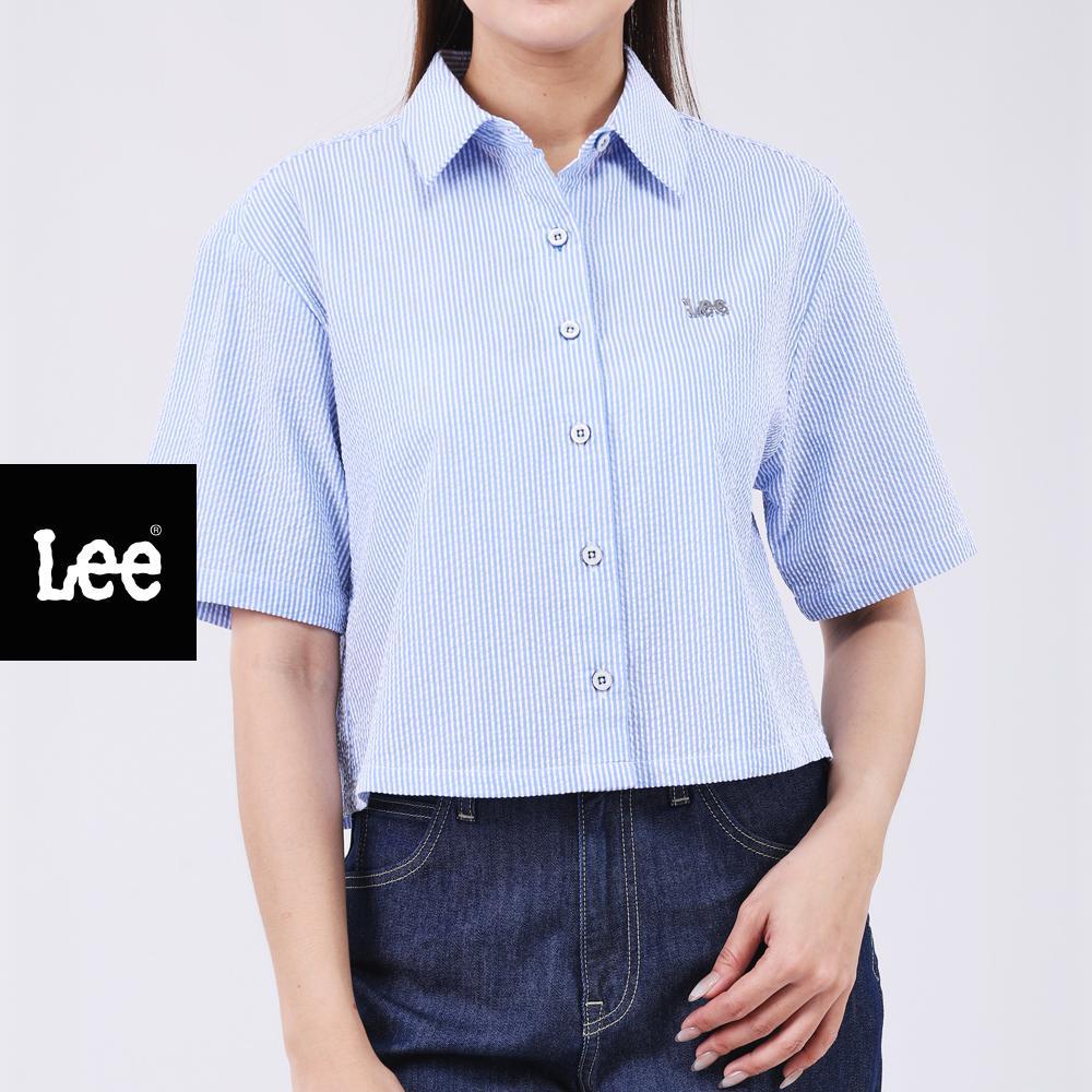 LEE เสื้อเชิ้ตแขนสั้นผู้หญิง Cropped รุ่น LE S426WSHIF33 สีฟ้า