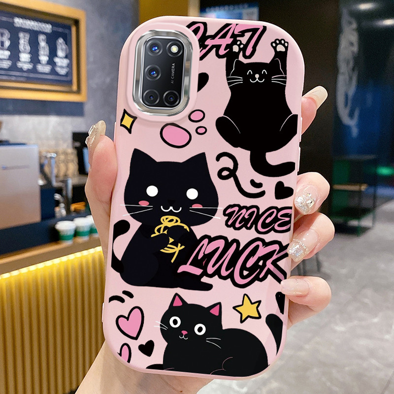 เคส ใช้ได้กับ OPPO A52 A72 A92 เคส Black Cat Soft Cover