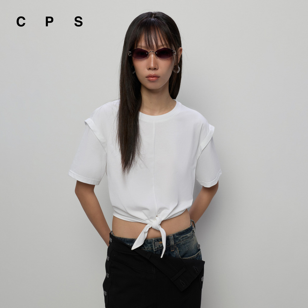 CPS เสื้อแขนสั้นผูกเอว ผู้หญิง KNOT-FRONT TEE รุ่น C26PGWA004 (AW26#P1)