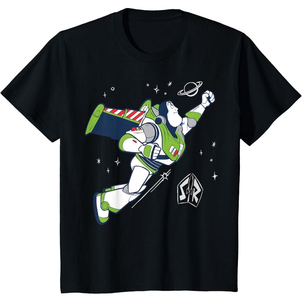 เด็กและผู้ใหญ่ของอําพัน 24s Disney Pixar Toy Story Buzz Lightyear Space Flight เสื้อยืดผ้าฝ้ายหวี