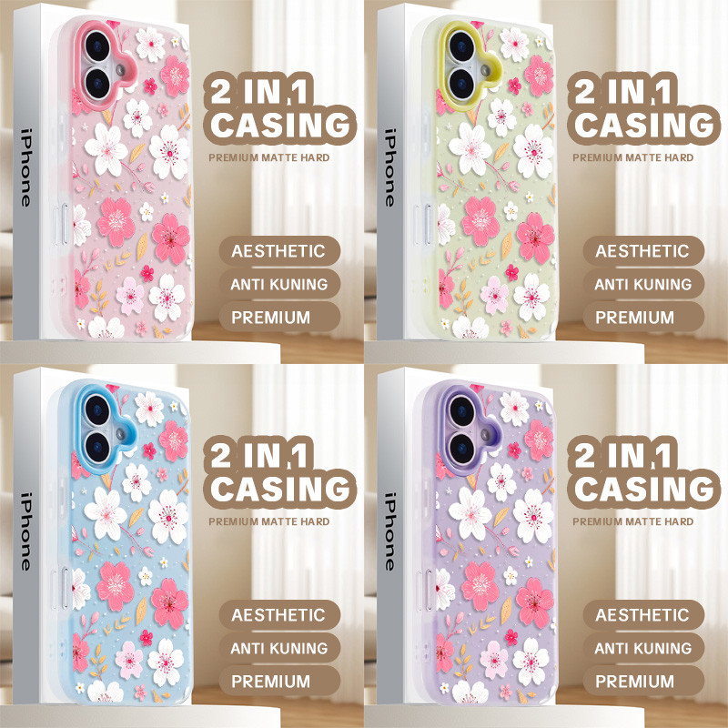[Infinite Case] Aesthetic Flower 2 In 1 Case Hp Oppo Reno 16 Pro 5G A6C Reno 15 5G 15F A6 A6X A3X A3