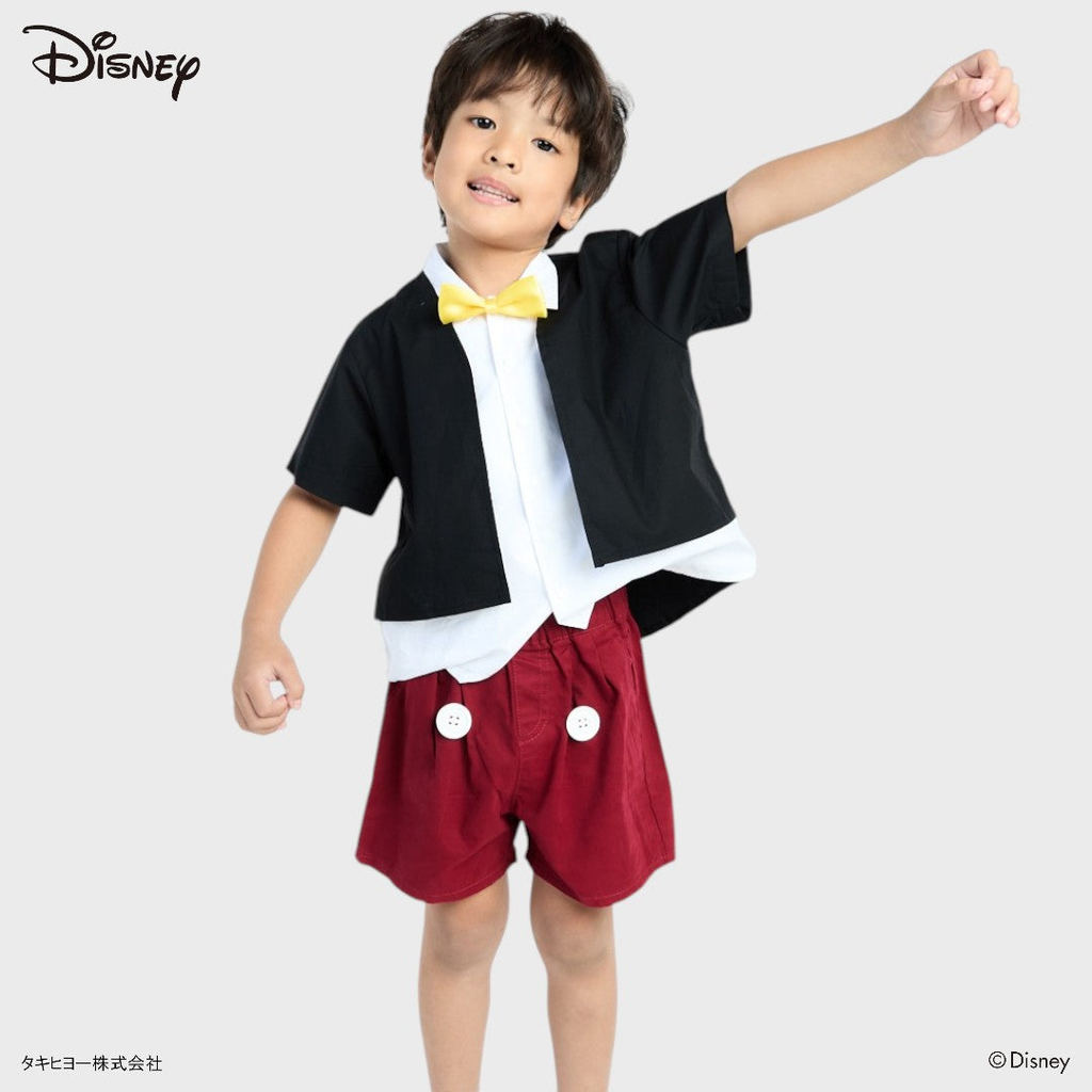 KIds (Size 110-130 ) Disney Mickey Mouse ชุดเซ็ตเด็กมิกกี้เมาส์ ลุคเจ้าหนูสุดเท่ เสื้อโบว์ไทพร้อมกางเกงขาสั้น