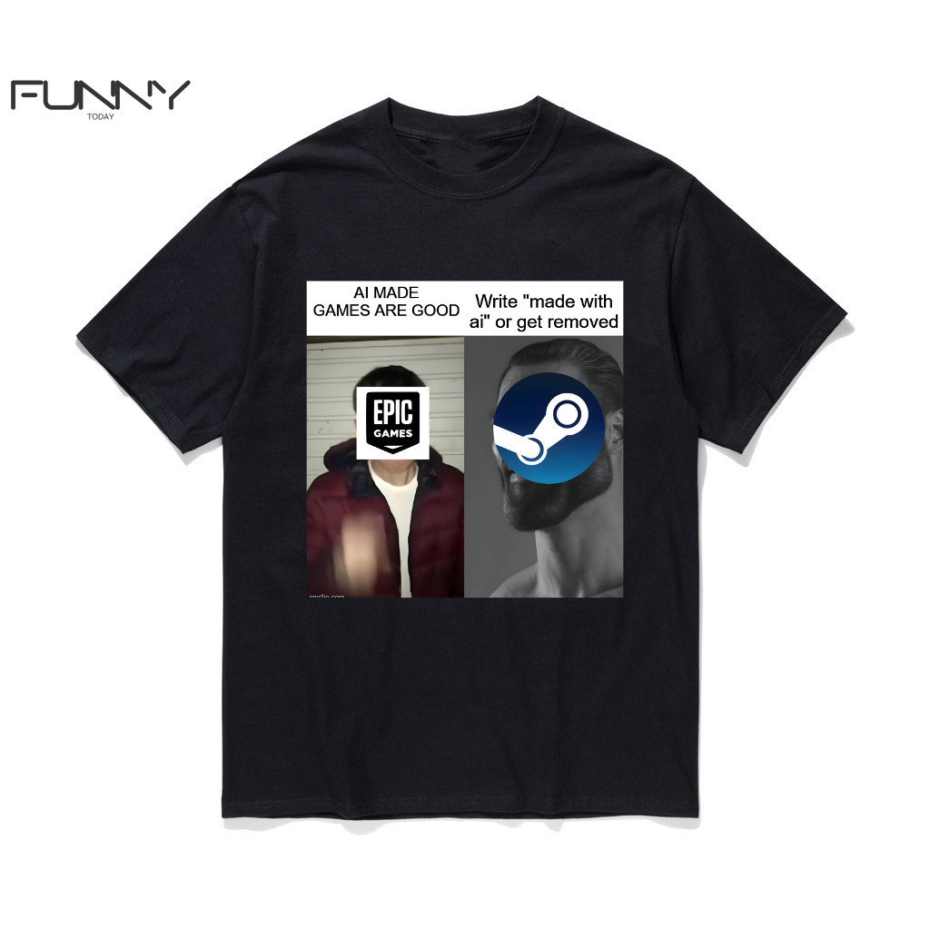 2026 ของขวัญ Gildan Epic Games Vs Steam Logo Meme Design Humor Gaming Culture xs-3xl    