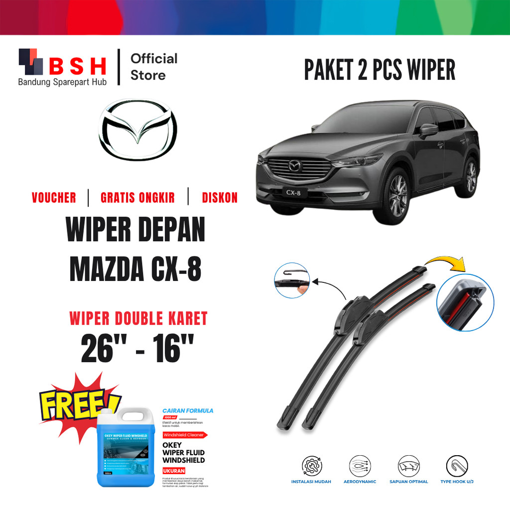 Mazda Cx-8 Dual Windshield Wiper Free Wiper Fluid