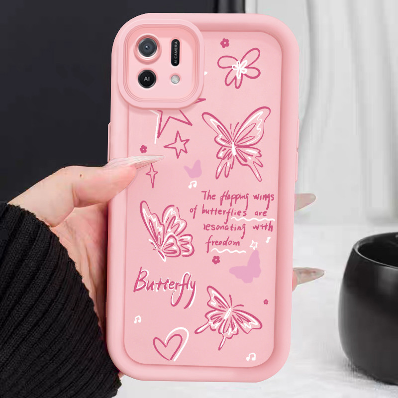 เคสสำหรับ OPPO A16K A16E เคสโทรศัพท์ผีเสื้อดาวซิลิโคนซอฟต์เชลล์กันกระแทก