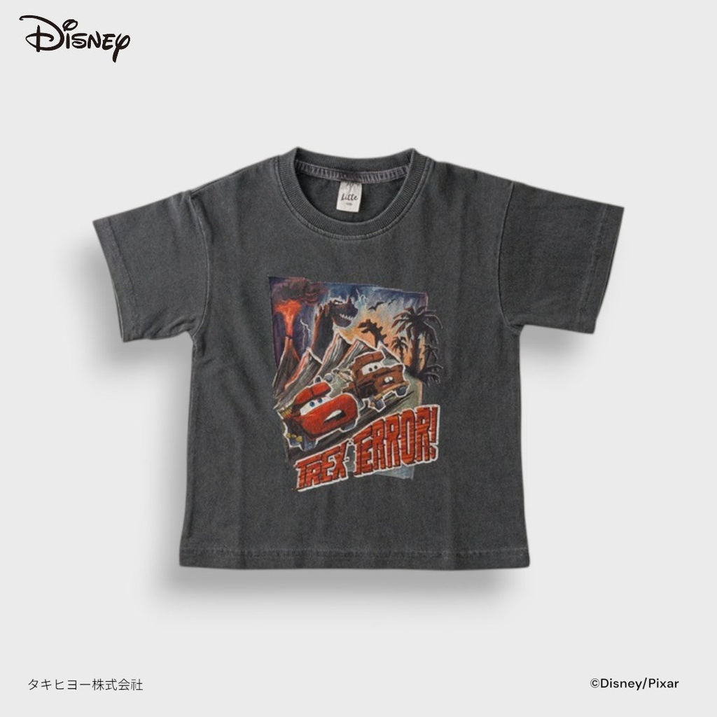 Kids (Size 110-130) Disney Pixar Cars เสื้อยืดเด็ก T-Rex Terror! ไลท์นิ่ง แมคควีนผจญภัยแดนไดโนเสาร์วินเทจสุดเท่