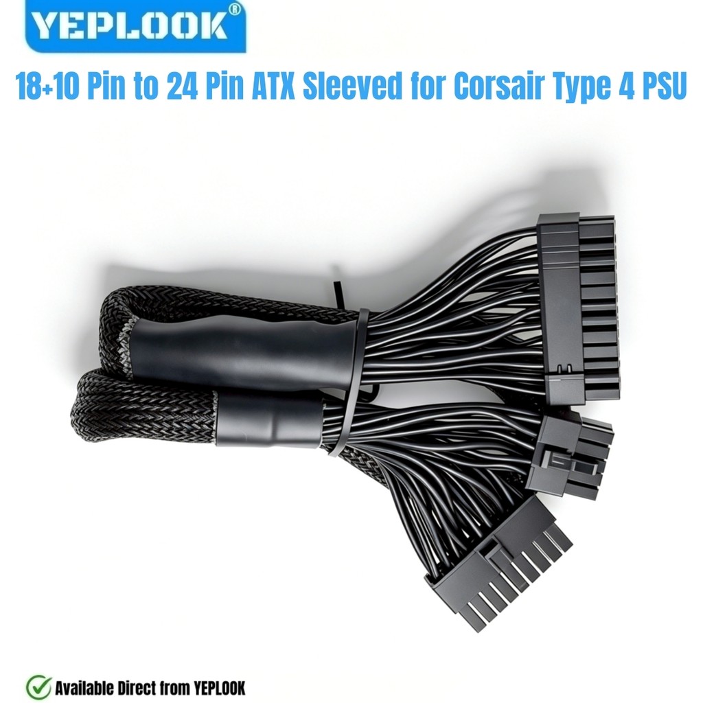 18+10Pin to 24Pin ATX Main Power Cable สําหรับ Corsair Type 4 HX-i Platinum (2022) PSUs, สําหรับ HX1