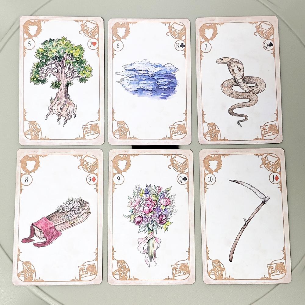 สัญญาณการ์ด Fate Lenormand 36 ชิ้นและการ์ดเสริม 6 ใบ - Rana System 9*6 ซม.