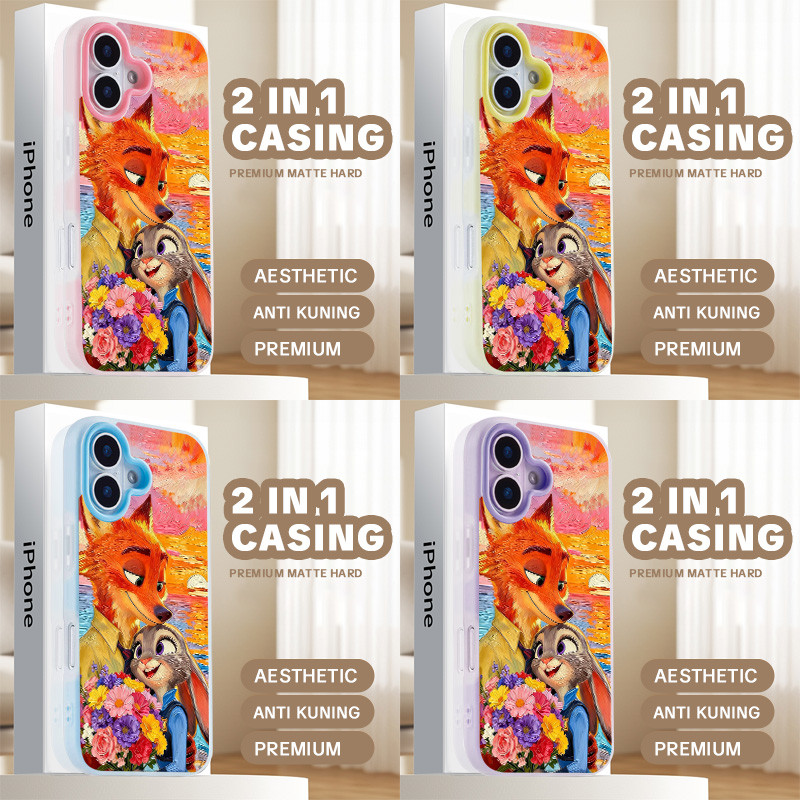 Zootopia Couple Flower [Infin Case] 2 In 1 Casing Hp Oppo Reno 16 Pro 5G A6C Reno 15 5G 15F A6 A6X R