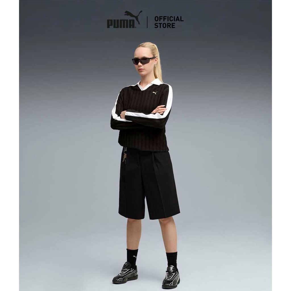 PUMA Prime/Select เสื้อโปโลแขนยาวทรงหลวม T7 สำหรับผู้หญิง สีดำ - 63214101