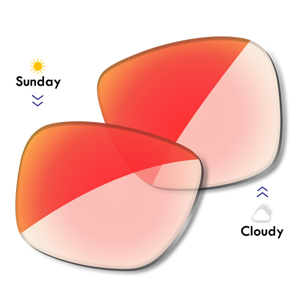 AUTO Clear to Red-Photochromic เลนส์สําหรับ Wayfarer RW4008 RW4012 53 มม.แว่นตาอัจฉริยะ