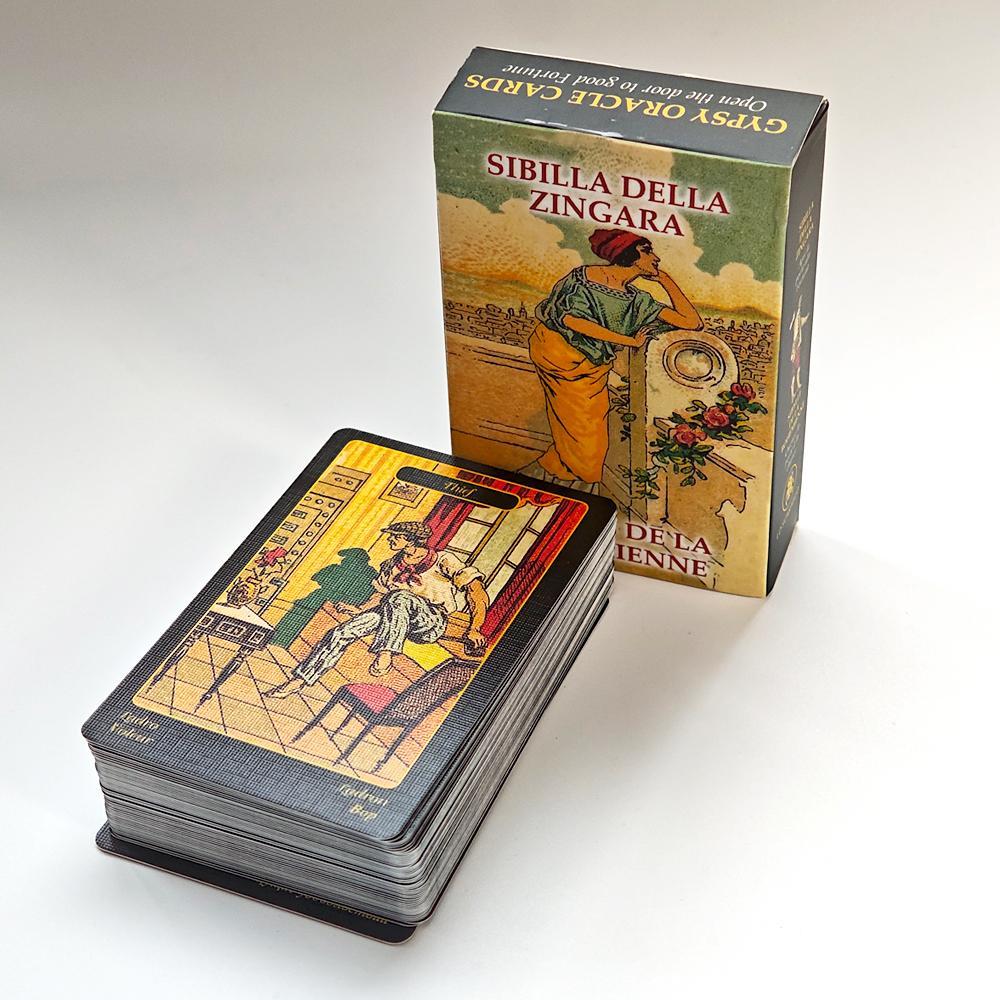 Gypsy Oracle Deck 9*6 ซม.ฉบับภาษาอังกฤษและสเปนรุ่น 52 ชิ้น Oracle การ์ดพิมพ์บน 350GSM Double-embosse