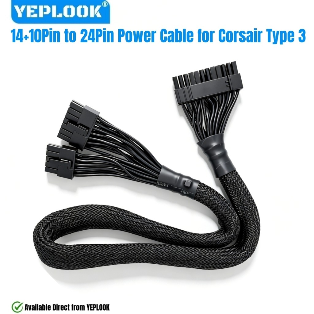 14 + 10Pin ถึง 24Pin ATX เมนบอร์ดสายไฟสําหรับ Corsair HX1200i, HX1000i, HX850i, HX750i, HX650i, HX-i