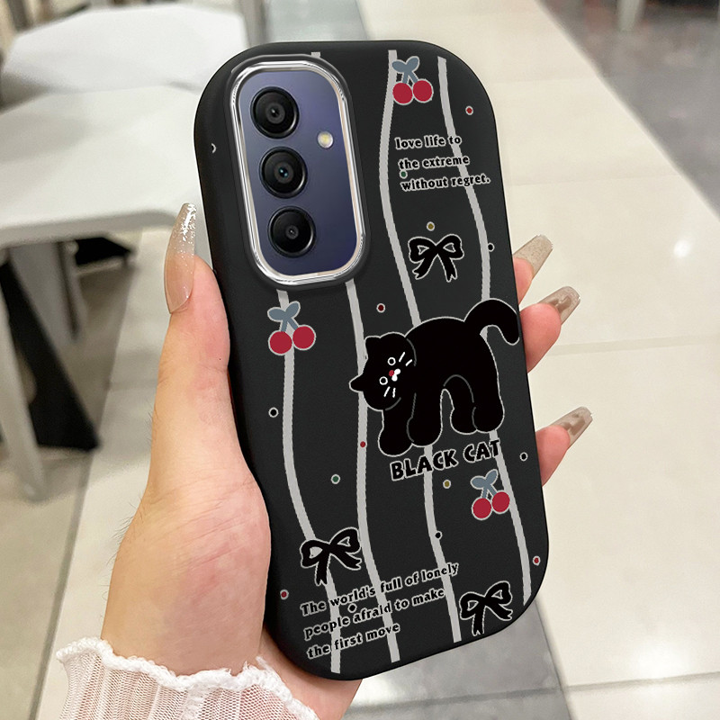 เคส ใช้ได้กับ Samsung A15 4G A15 5G A14 5G A14 4G เคสสีดําแมวน่ารัก