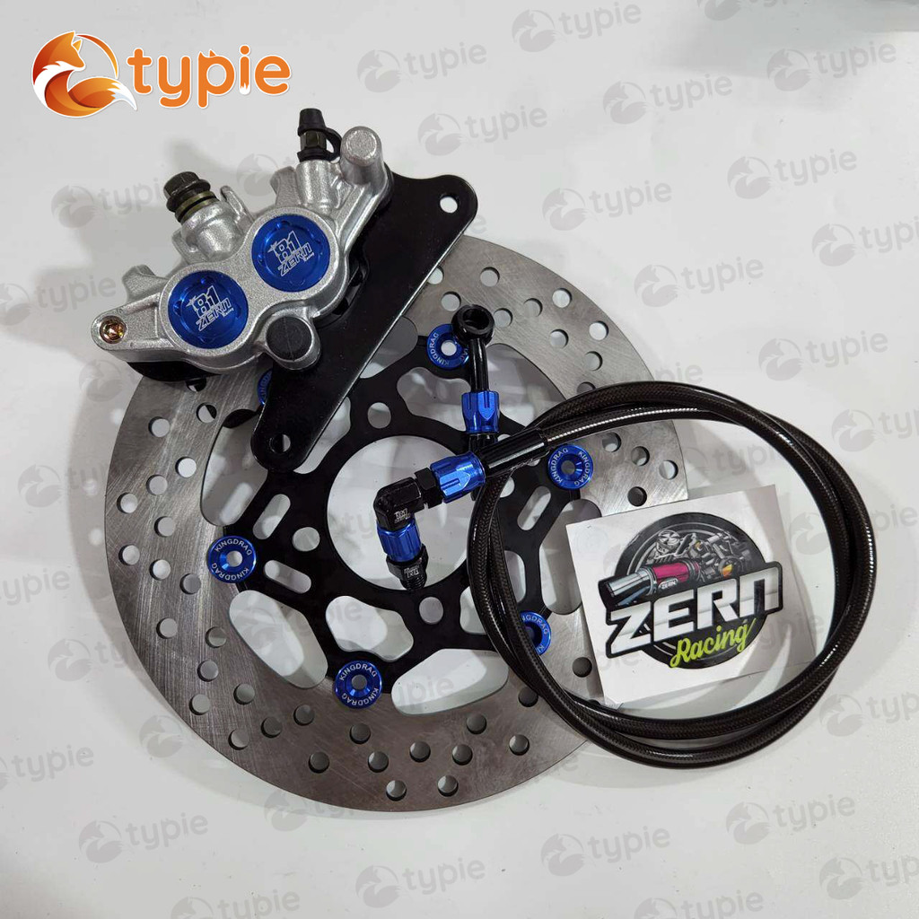 ปั๊มล่าง ZERN81 2พอท สีน้ำเงิน + จานจูปีเตอร์ ดำหมุดน้ำเงิน + สายเบรคZERN81 หัว90 เวฟ110i / เวฟ125ปล