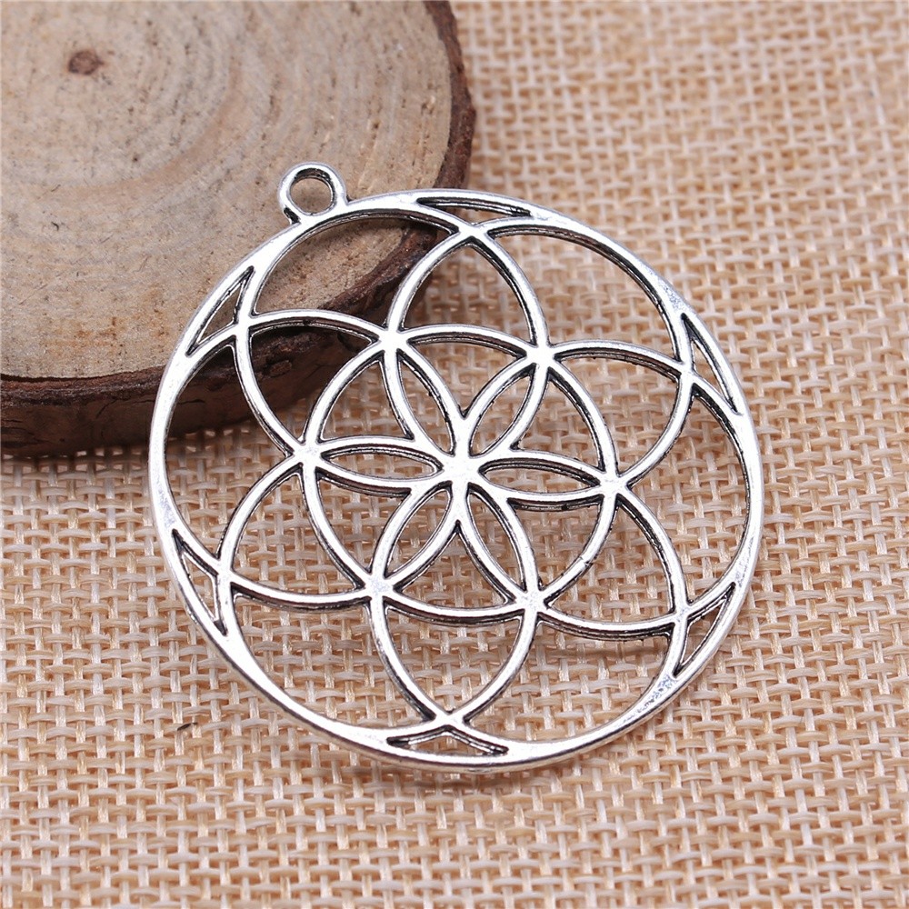 WYSIWYG 4pcs 48x44 มม.ดอกไม้ Life Charm จี้ Seed Of Life จี้ Mandala จี้สําหรับเครื่องประดับทํา