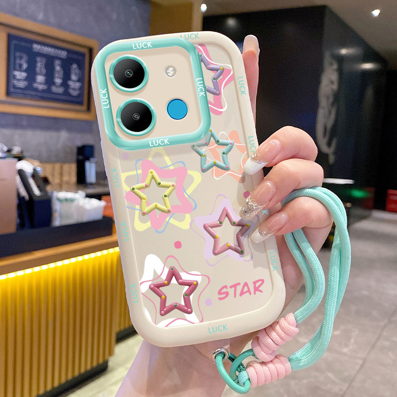 เคสสำหรับ Infinix Smart 7 Tecno POP 7 4G POP 7 Pro 4G เคสโทรศัพท์มีสีสันดาวซิลิโคนสายคล้องกันกระแทก