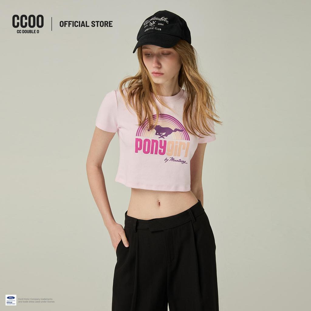 CC DOUBLE O FORD MUSTANG PONY GIRL PINK TEE ผู้หญิง เสื้อยืด Ford Mustang Pony Girl สีชมพู รุ่น O26SGWA213 (SS26 #B1)