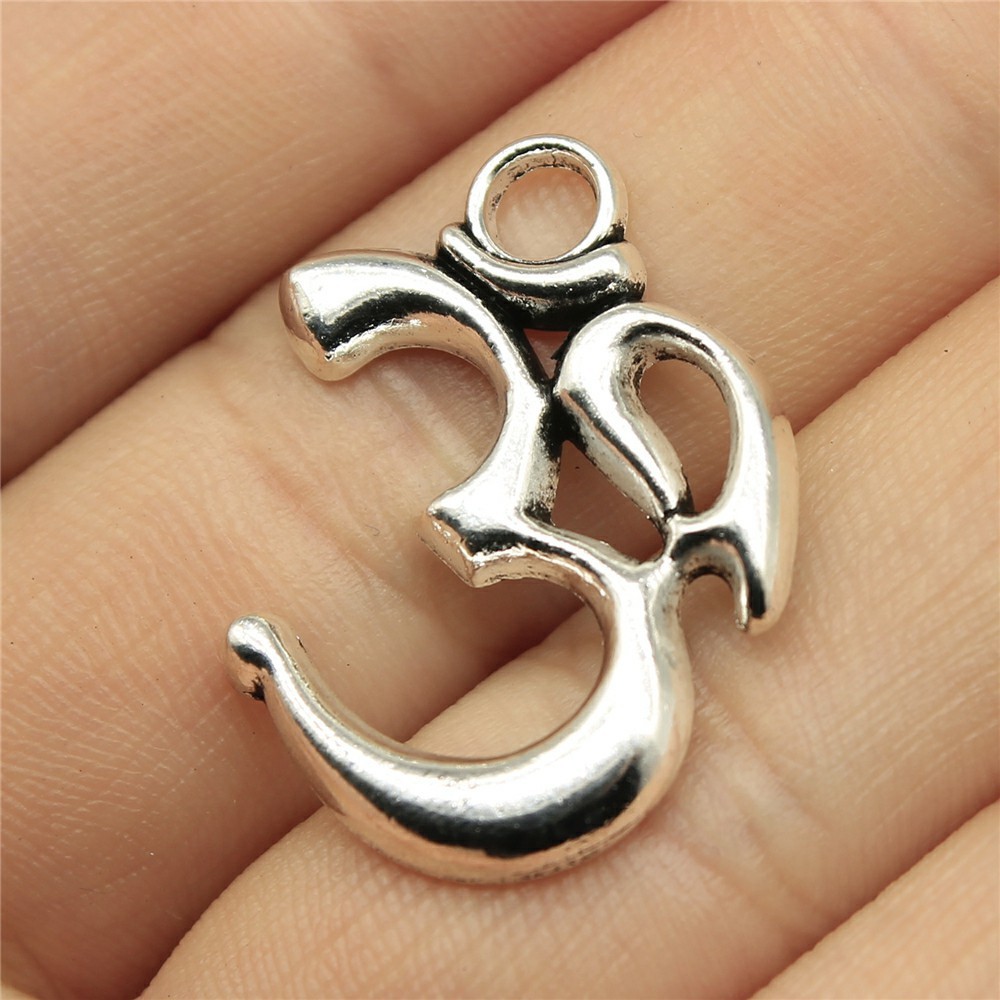 WYSIWYG 10 ชิ้น 28x22 มิลลิเมตร 2 สี Om Charms จี้สําหรับเครื่องประดับ DIY ทําเครื่องประดับทําด้วยมื