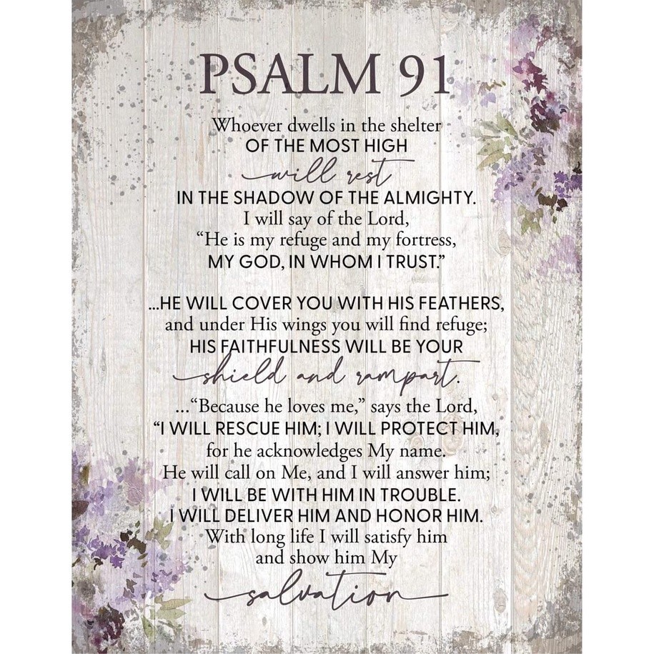 Psalm 91 ไม้โล่ Inspiring อ้าง 1175 In X 15 In Classy กรอบแนวตั้งแขวนผนังตกแต่ง B