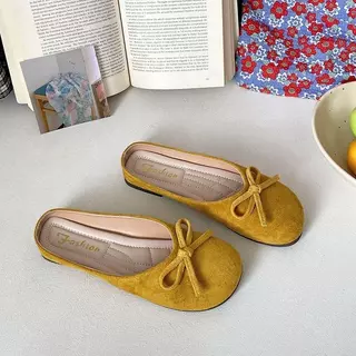 Tikp3 รองเท้าส้นแบนผู้หญิงมีโบว์สวย ใส่สบาย สไตล์มินิมอล เหมาะกับทุกชุด
