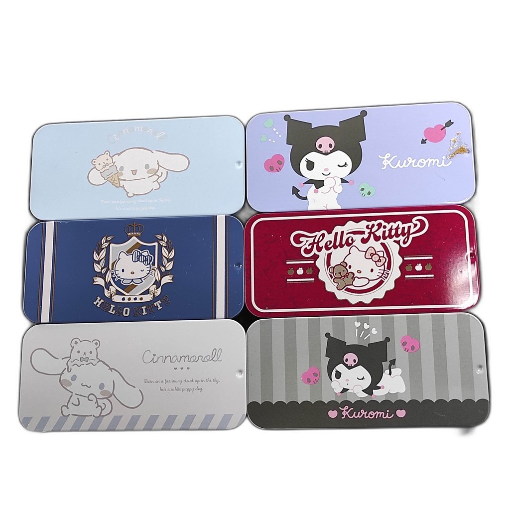 กล่องเหล็กสไลด์ซานริโอ้ กล่องเหล็กใส่ของจุกจิก Sanrio ลายคิตตี้ ชินนามอนโรล คุโรมิ ของสะสม Limited ญี่ปุ่น