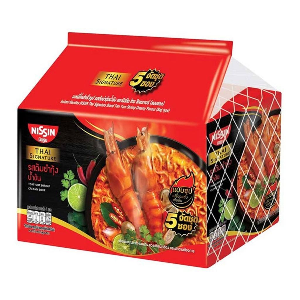 [สินค้าส่งด่วน] นิสชิน ไทย ซิกเนเจอร์ บะหมี่กึ่งสำเร็จรูป รสต้มยำกุ้งน้ำข้น 72 ก. x 5 ซอง