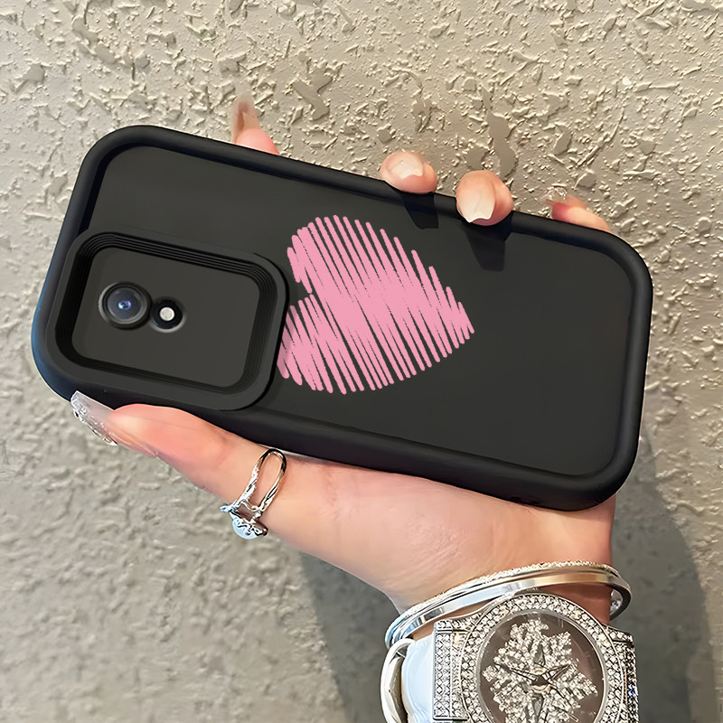 MERAH HP เคสโทรศัพท์สําหรับ VIVO Y02 VIVO Y02A VIVO Y02T กรณีสีชมพูหัวใจ Liquid Feel Cover Softcase 