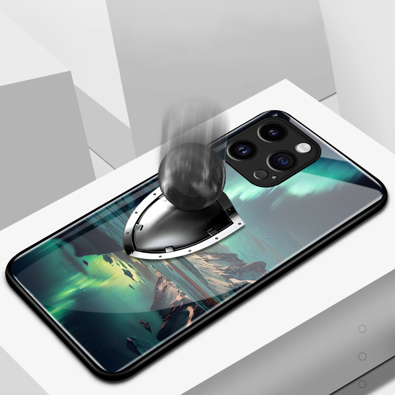 เคสสำหรับ VIVO Y72 5G Y52 5G Y75s 5G Y53s 5G Y76 5G เคสโทรศัพท์กันรอยขีดข่วนกระจกลายภูเขาหิมะออโรร่าแบบมีลักษณะเฉพาะตัว - รูปที่ 2